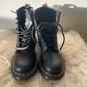 Dr. Martens Black Leather Boots with removable Pearl Accent